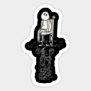 Just Sitting on a chair in a puddle made of tears. Sticker